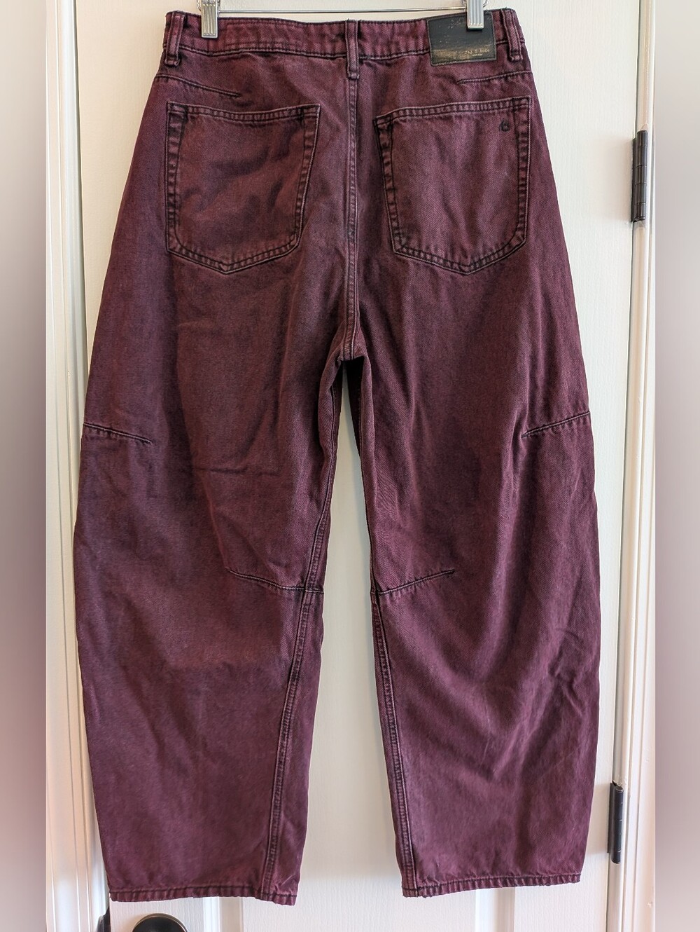 Rag & Bone Charlie High Rise Ankle Barrel Leg Jeans Burnt Burgundy Denim Size 27 - Picture 8 of 15